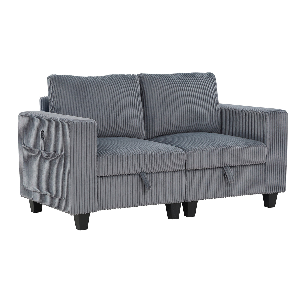 Walterboro Dark Gray Corduroy Loveseat by Homelegance at Eve Furniture
