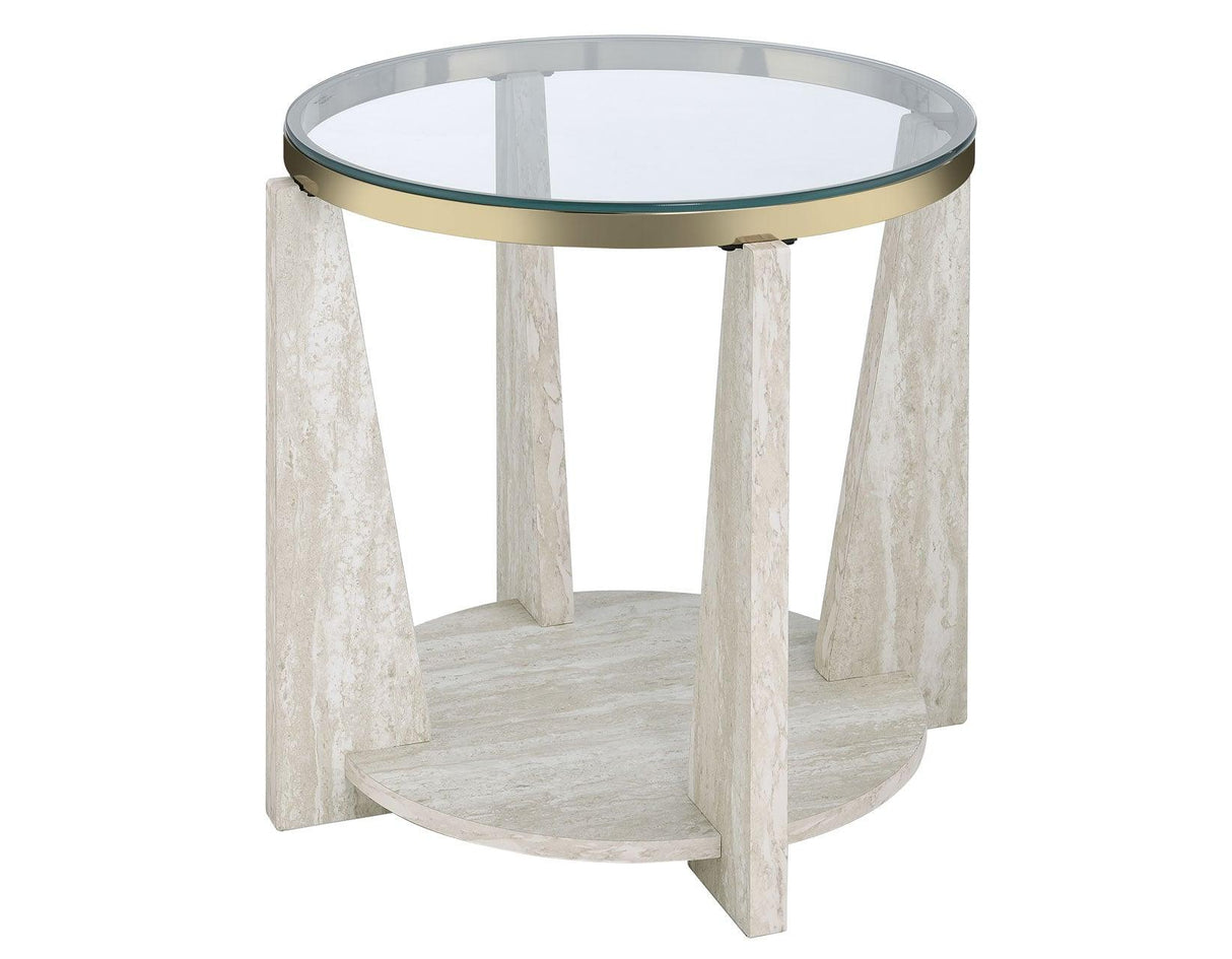 Wanda Round Glass Top End Table by Steve Silver at Eve Furniture
