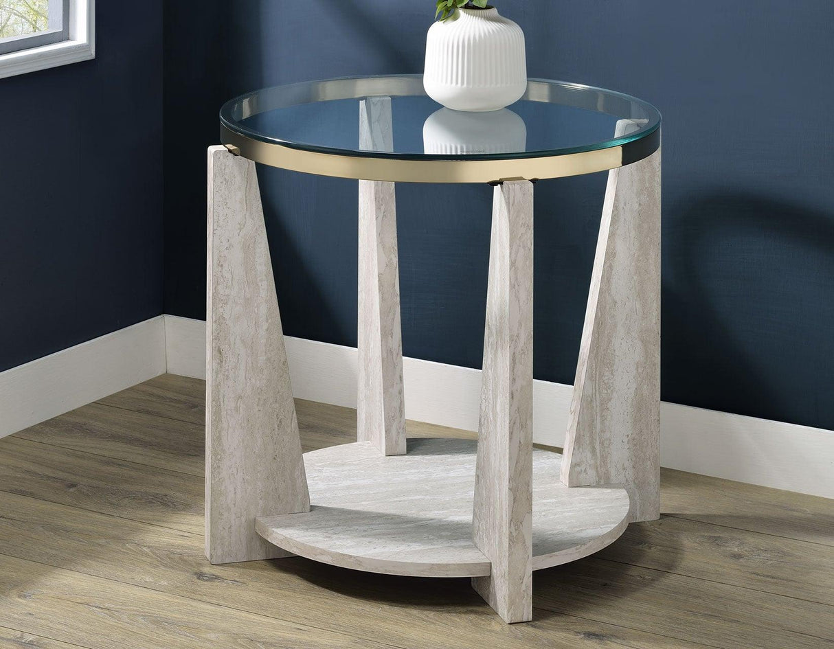 Wanda 3-Piece Glass Top Table Set (Castered Coffee Table & 2 End Tables) by Steve Silver at Eve Furniture