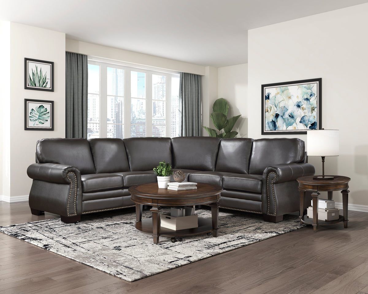 Wareham Dark Brown 3-Piece Sectional by Homelegance at Eve Furniture