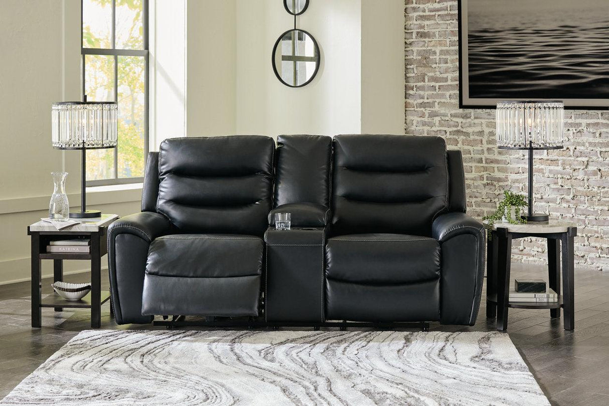 (Special) Warlin Black Power Reclining Loveseat with Console by Ashley at Eve Furniture