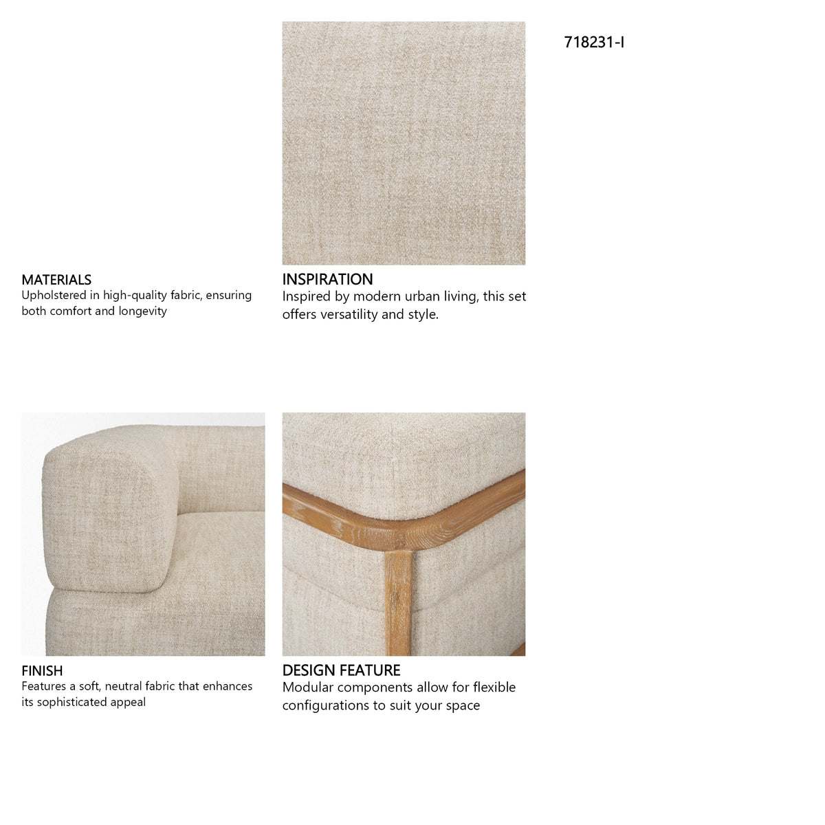 Warner Frame 3 Piece Sofa Set w/S Corner Piece by Mercana at Eve Furniture