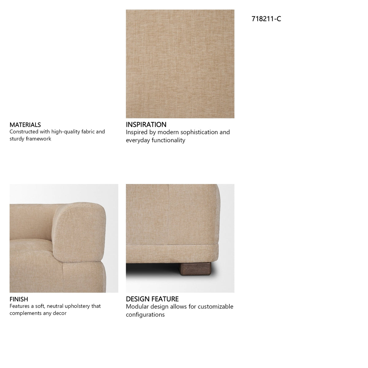Warner Quilt 3 Piece Sofa Set w/Corner Piece by Mercana at Eve Furniture
