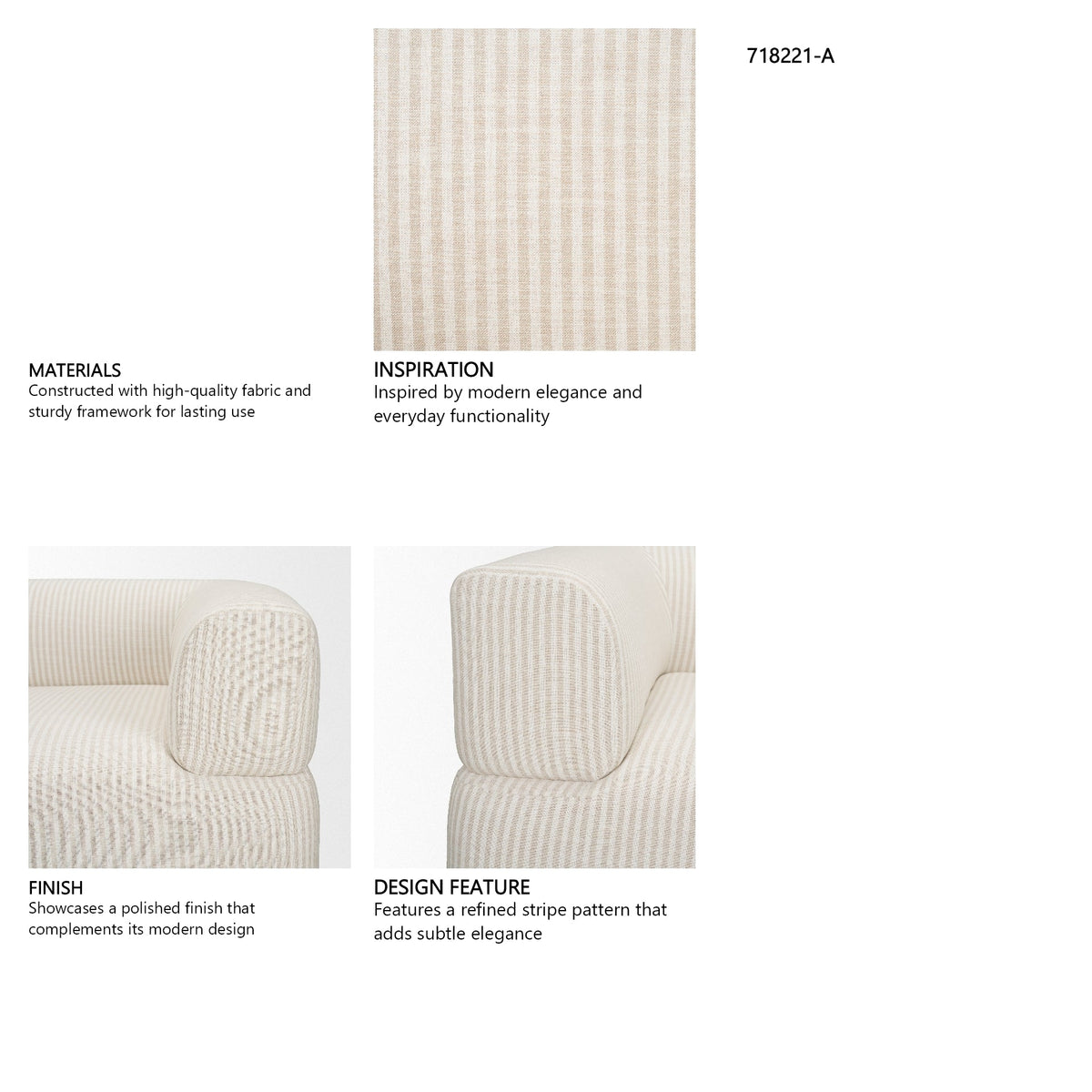 Warner Stripe 2 Piece Sofa Set by Mercana at Eve Furniture