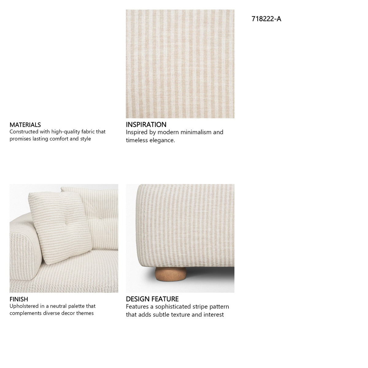 Warner Stripe 2 Piece Sofa Set w/Back Cushions by Mercana at Eve Furniture