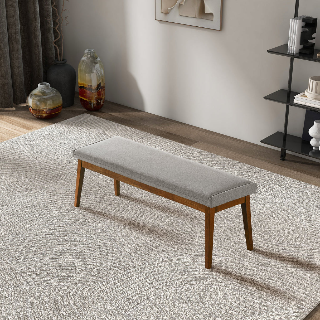 Warren Bench in Ash Grey Fabric by Ashcroft Furniture at Eve Furniture