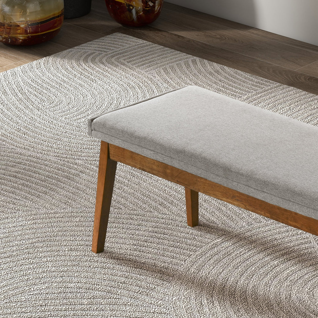 Warren Bench in Ash Grey Fabric by Ashcroft Furniture at Eve Furniture