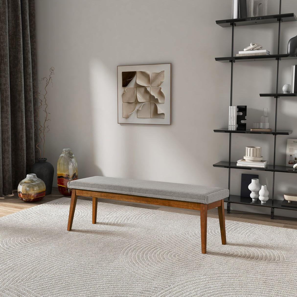 Warren Bench in Ash Grey Fabric by Ashcroft Imports at Eve Furniture