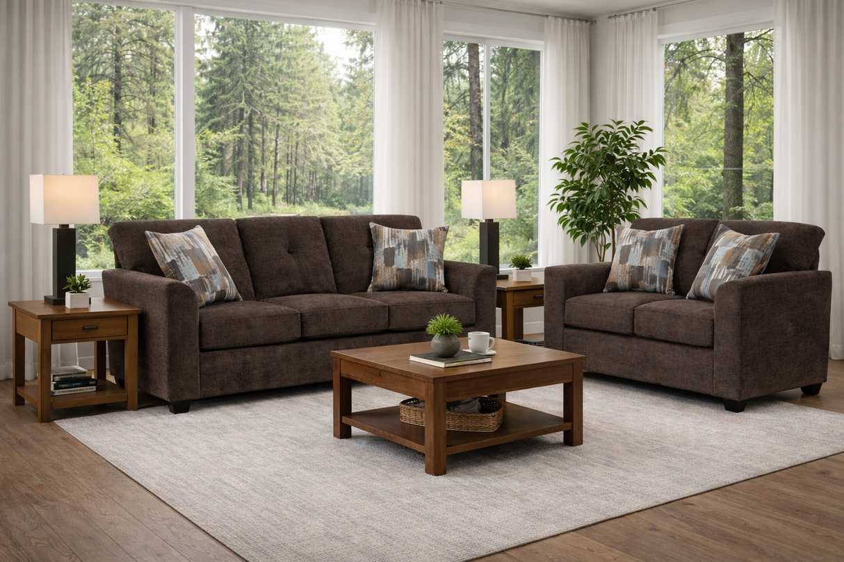 Washington Chocolate Sofa & Loveseat Set