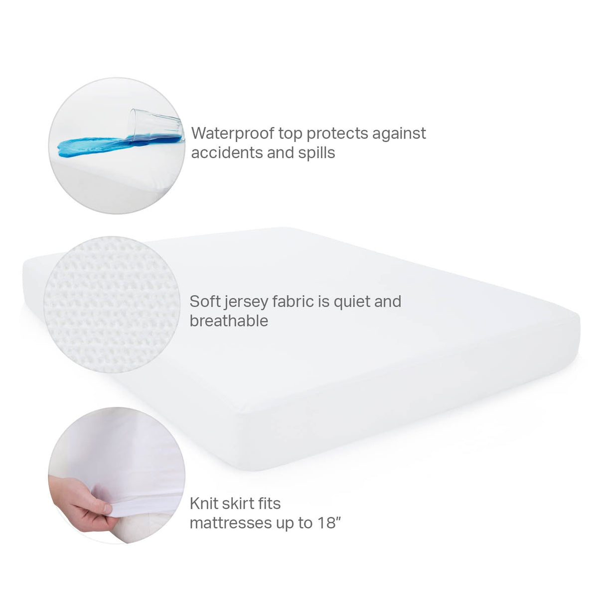 Waterproof Jersey White King Mattress Protector by Malouf at Eve Furniture