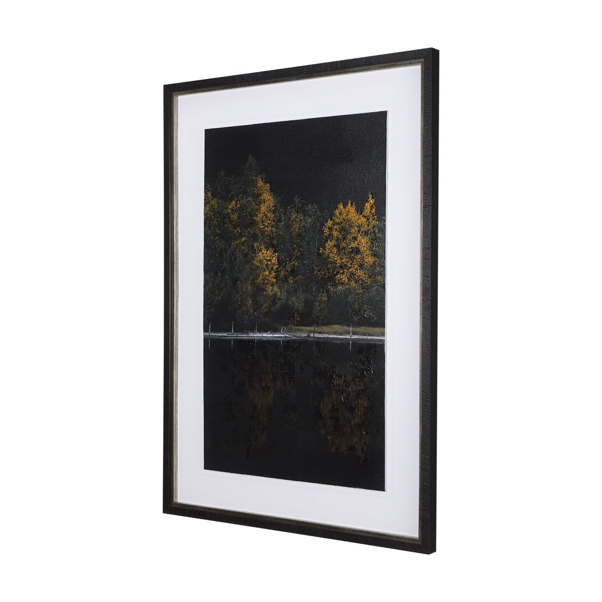 Water's Reflection-L by Chad Mackay a Hand Embellished Textured Framed Art Print Matted under Glass by Mercana at Eve Furniture