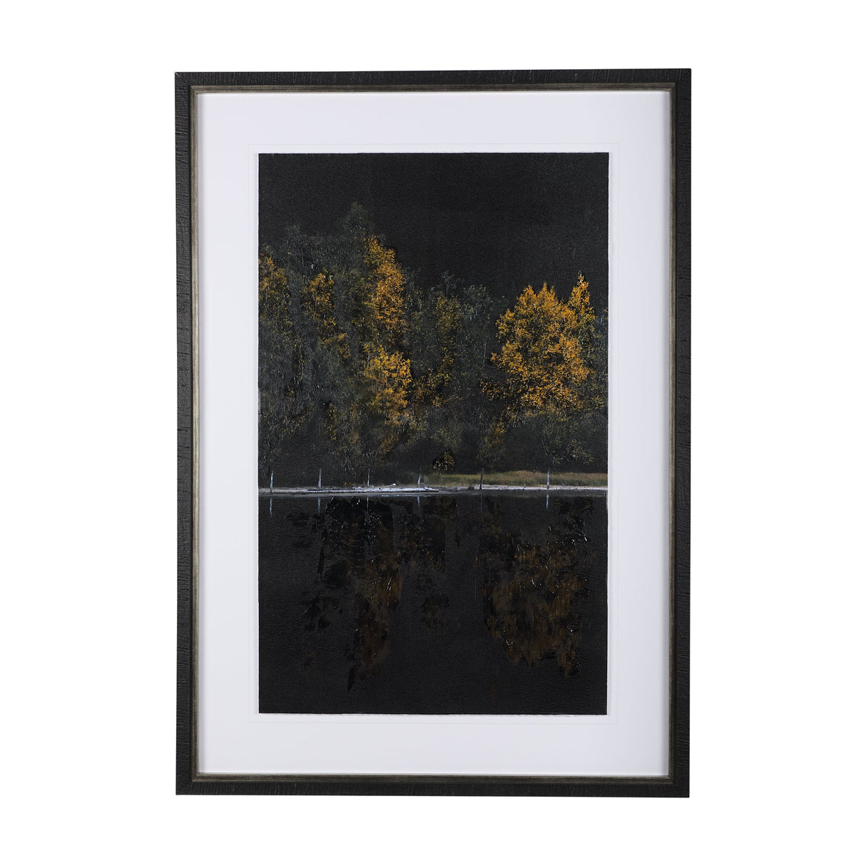 Water's Reflection-L by Chad Mackay a Hand Embellished Textured Framed Art Print Matted under Glass by Mercana at Eve Furniture