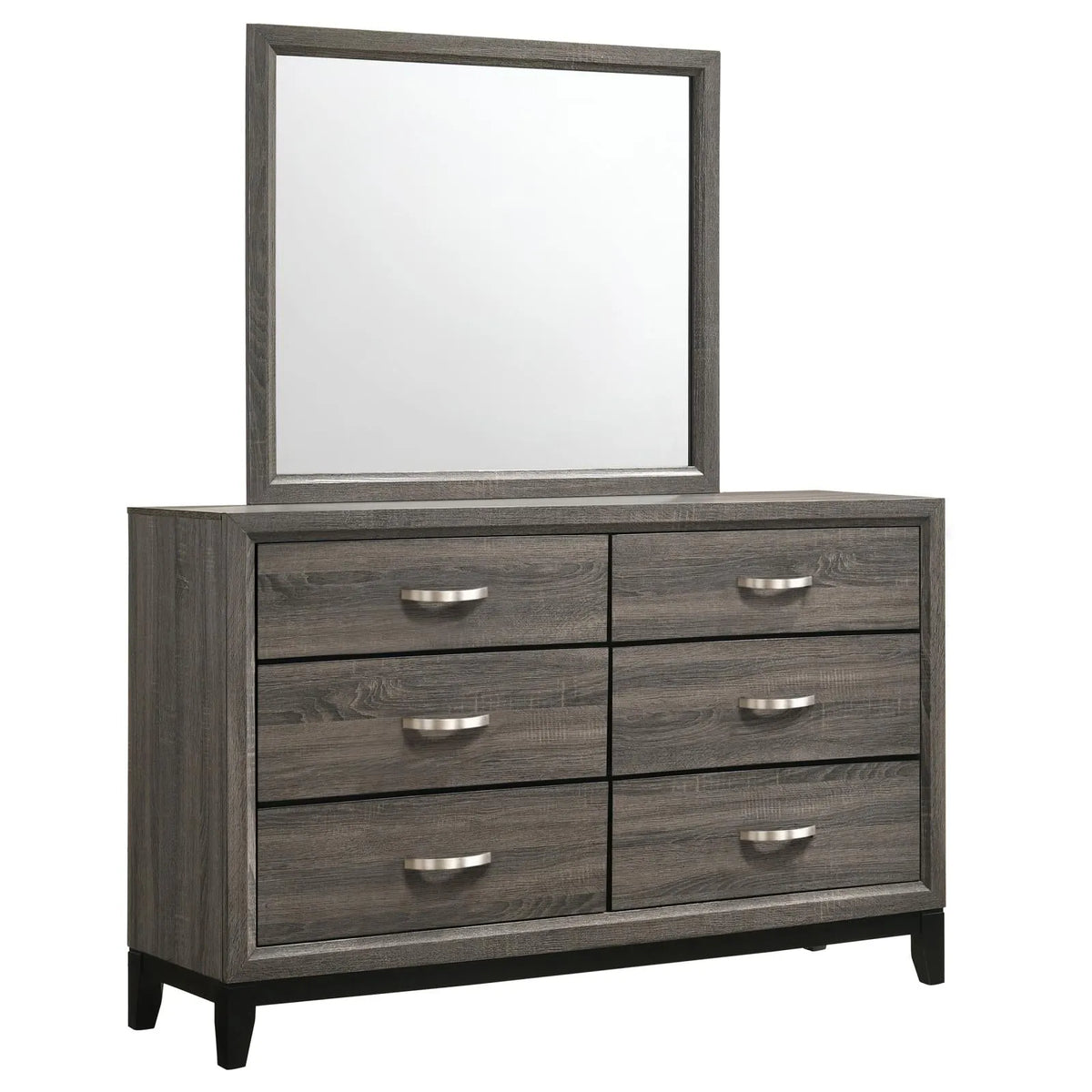 Watson 6-drawer Dresser with Mirror Grey Oak and Black by Coaster at Eve Furniture