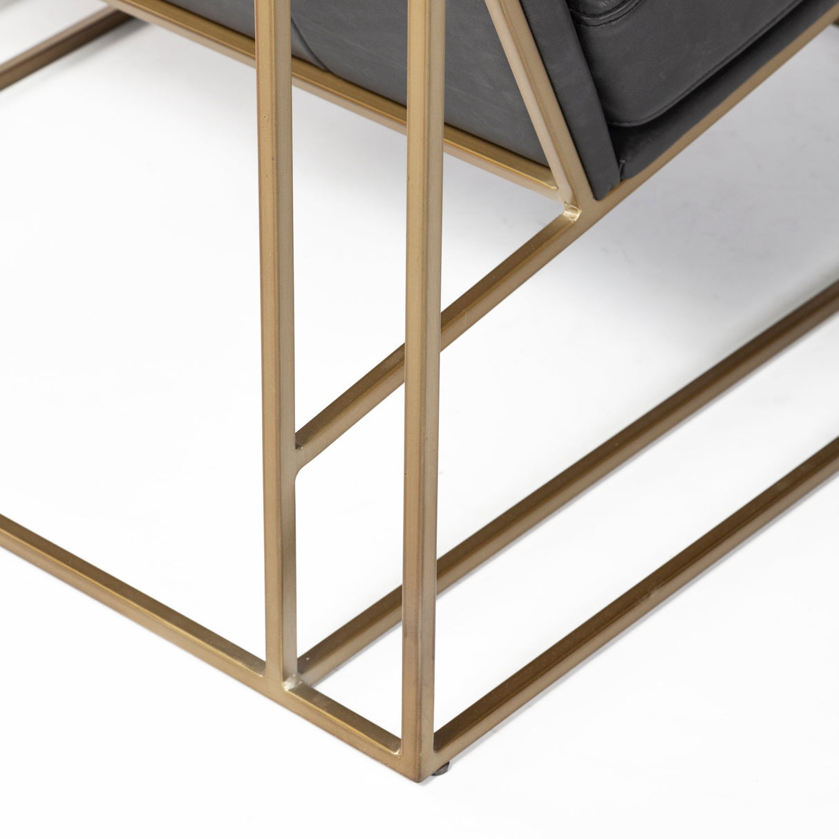 Watson Black Leather Wrap Gold Metal Frame Accent Chair by Mercana at Eve Furniture