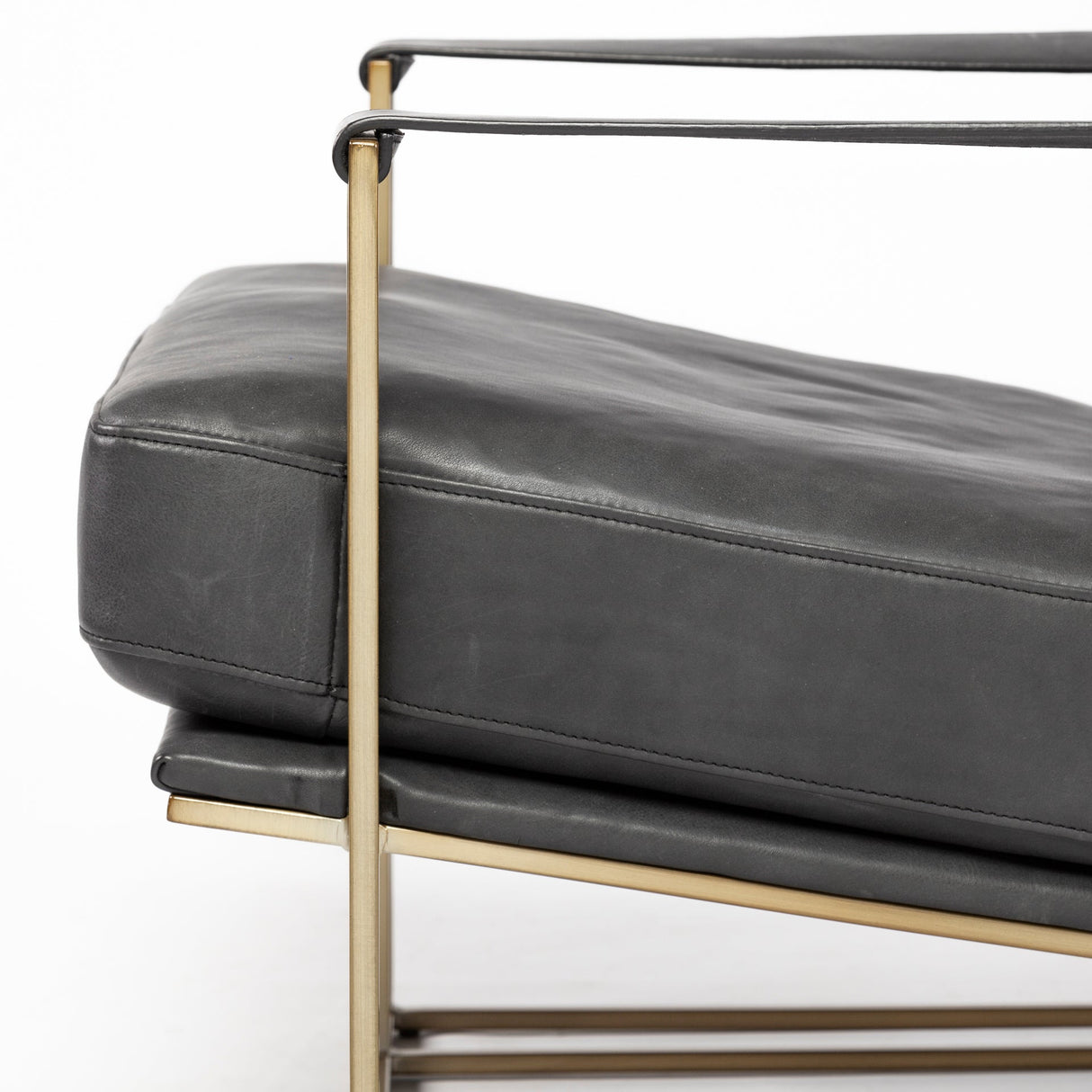 Watson Black Leather Wrap Gold Metal Frame Accent Chair by Mercana at Eve Furniture