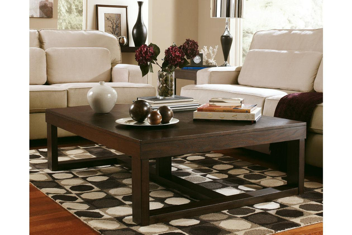 Watson Dark Brown Coffee Table and 2 End Tables by Ashley at Eve Furniture
