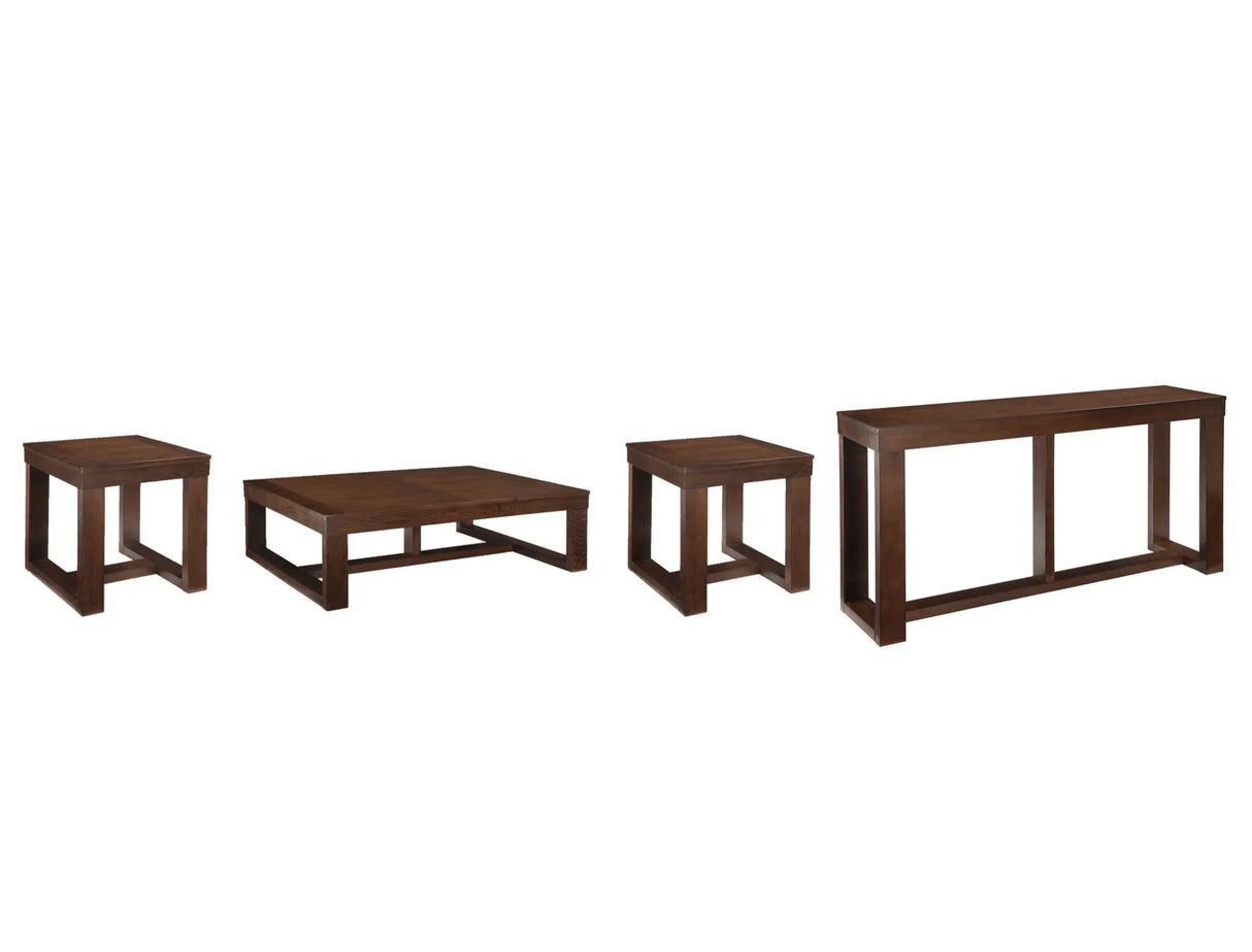 Watson Dark Brown Coffee Table and 2 End Tables with Console by Ashley at Eve Furniture