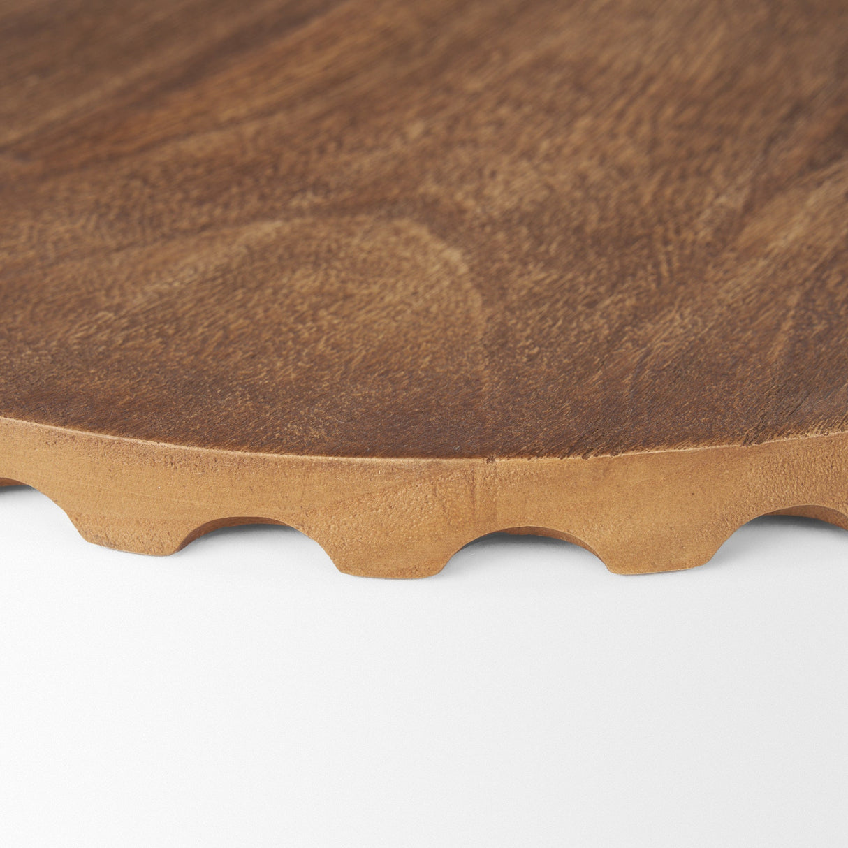 Waverly Round Light Brown Wood Scalloped Edged Trays by Mercana at Eve Furniture