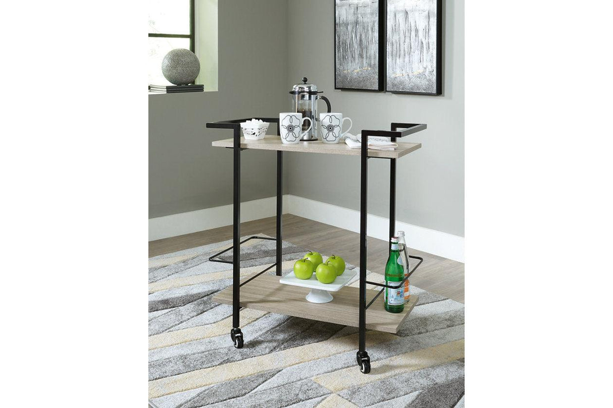 Waylowe Brown/Black Bar Cart by Ashley at Eve Furniture