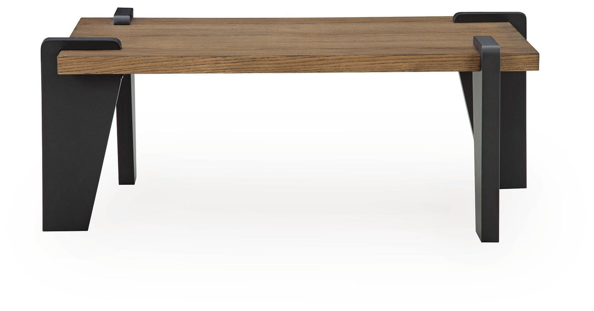 Weathermore Brown/Black Rectangular Cocktail Table by Ashley at Eve Furniture