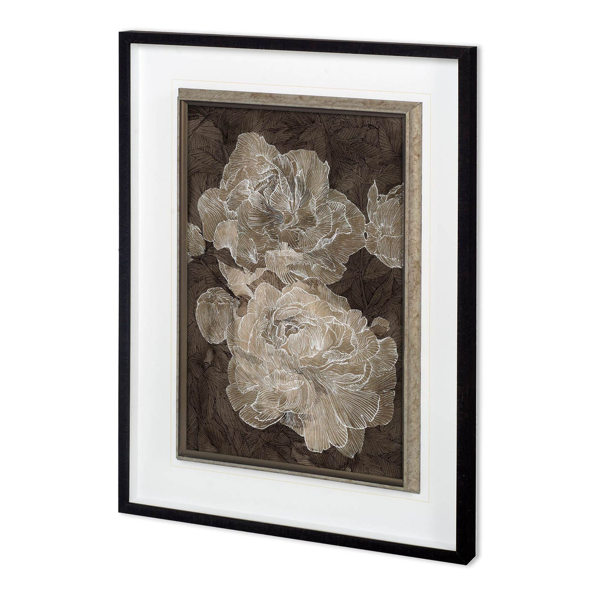 Weaved Peony I by Mercana Studio a Hand Embellished Textured Framed Art Print Matted under Glass by Mercana at Eve Furniture