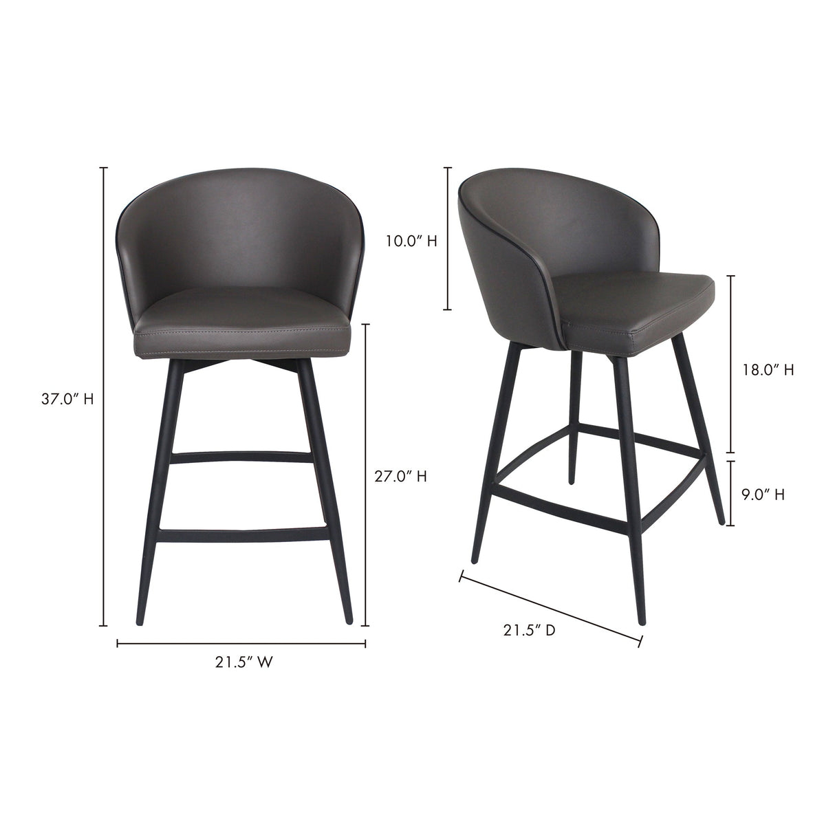Webber Grey Swivel Counter Stool by Moe's Home at Eve Furniture