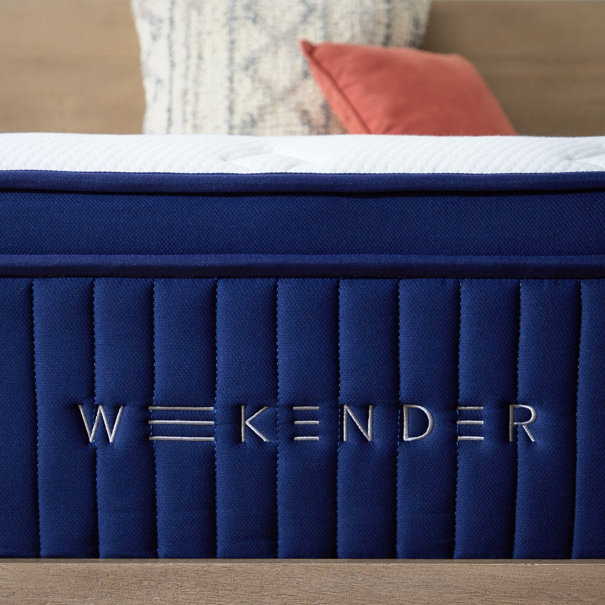 Weekender Blue/White Full 13" Euro Top Hybrid Mattress by Malouf at Eve Furniture