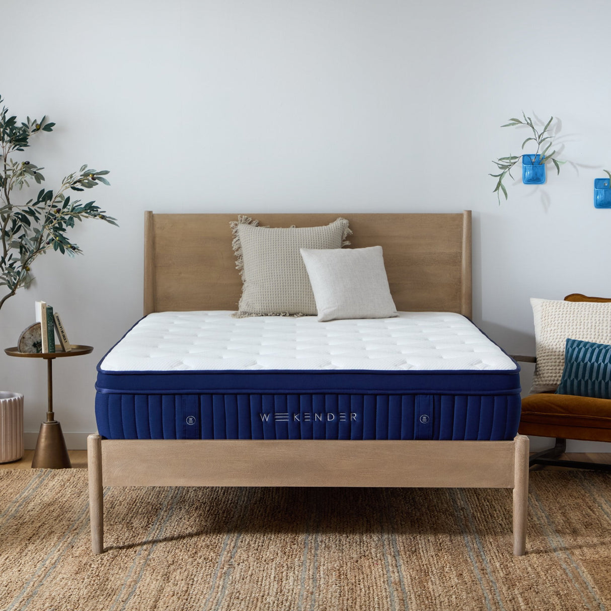 Weekender Blue/White King 11" Euro Top Hybrid Mattress by Malouf at Eve Furniture
