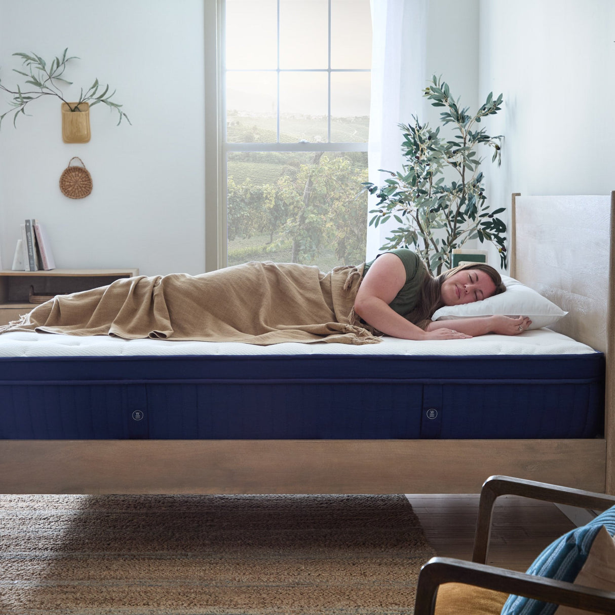 Weekender Blue/White Queen 11" Euro Top Hybrid Mattress by Malouf at Eve Furniture
