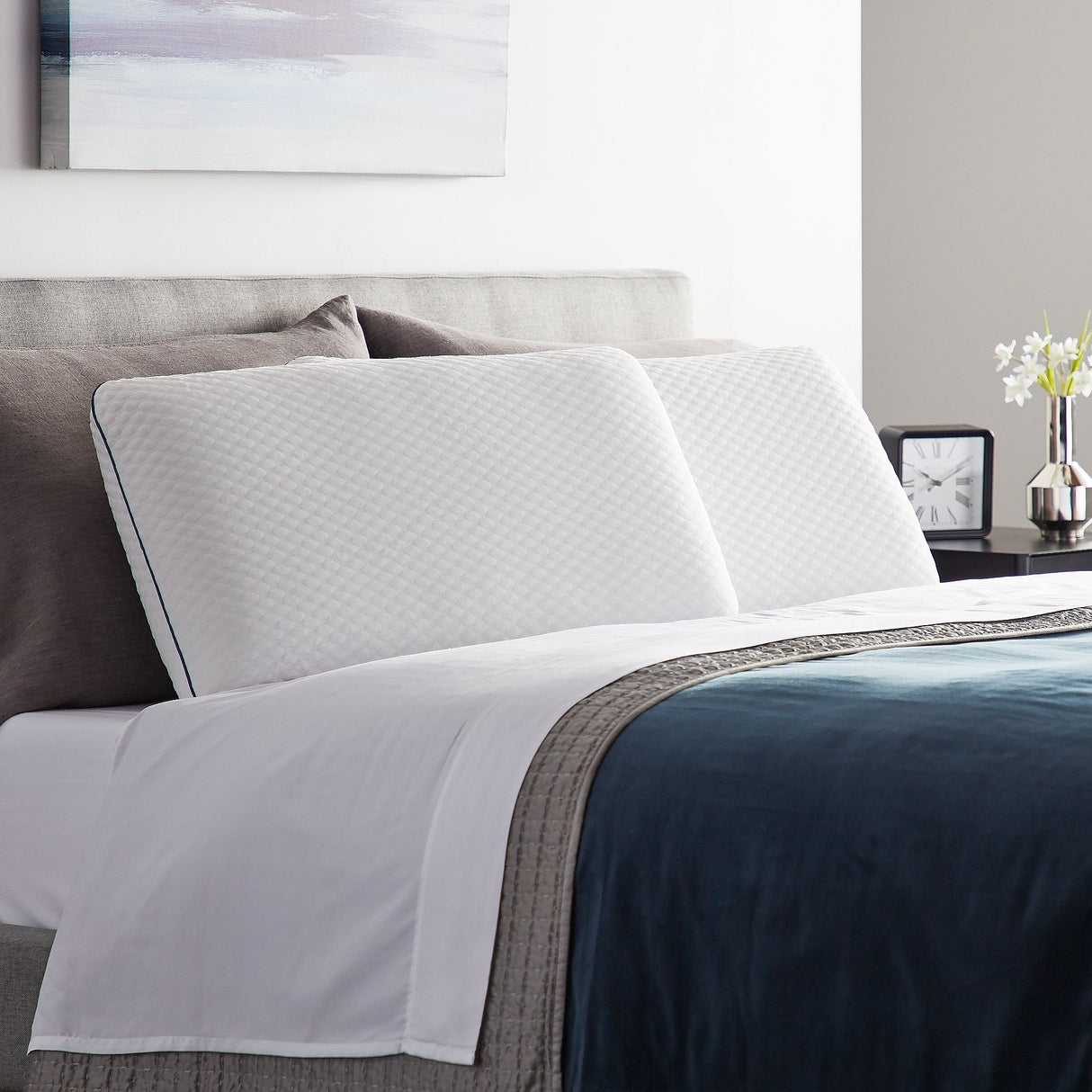 Weekender White King Gel Memory Foam Pillow by Malouf at Eve Furniture