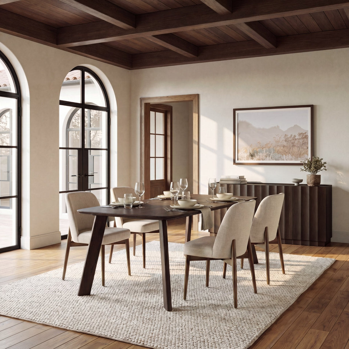 Welborn Dark Brown Wood Rectangular Dining Table by Mercana at Eve Furniture