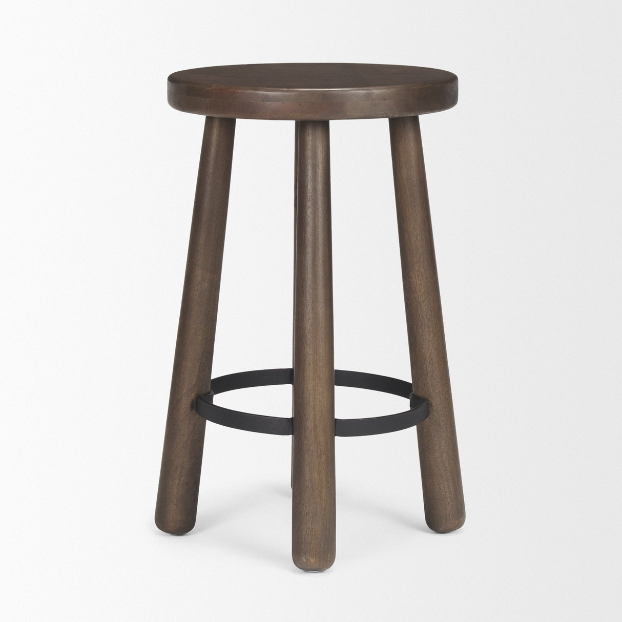 Weldon Dark Brown Wood w/ Matte Black Metal Counter Stool by Mercana at Eve Furniture