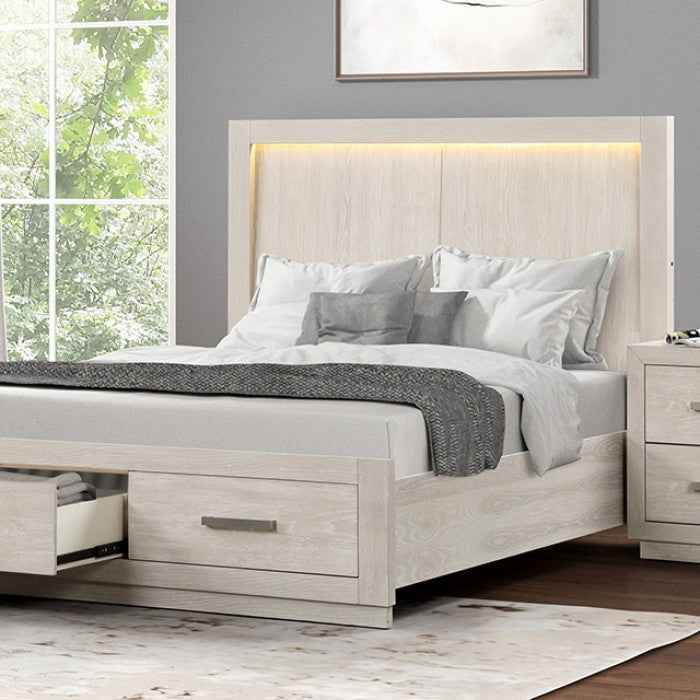 Wellingborough Light Gray 4-Piece Queen Bedroom Set by Furniture of America at Eve Furniture