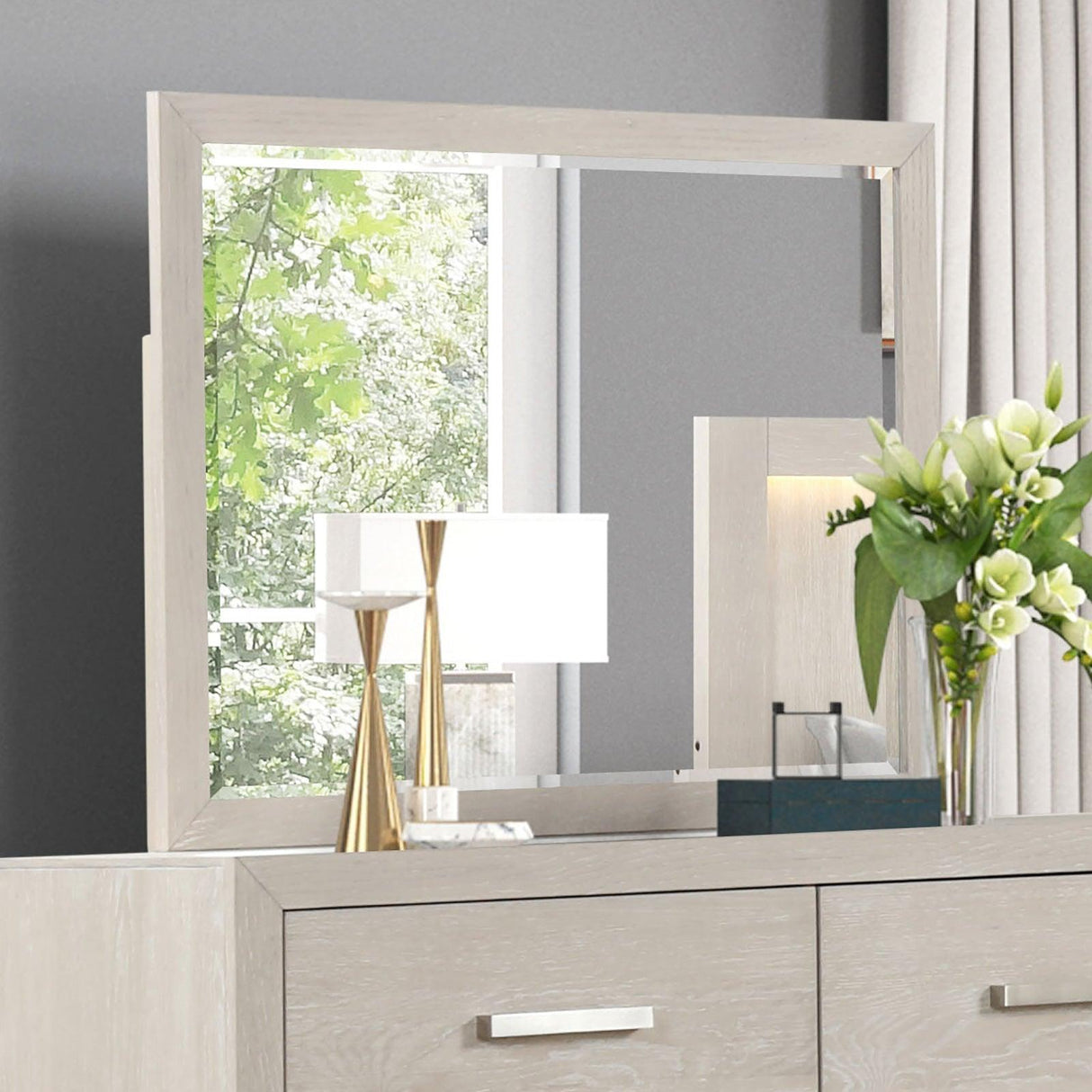 Wellingborough Light Gray Mirror by Furniture of America at Eve Furniture