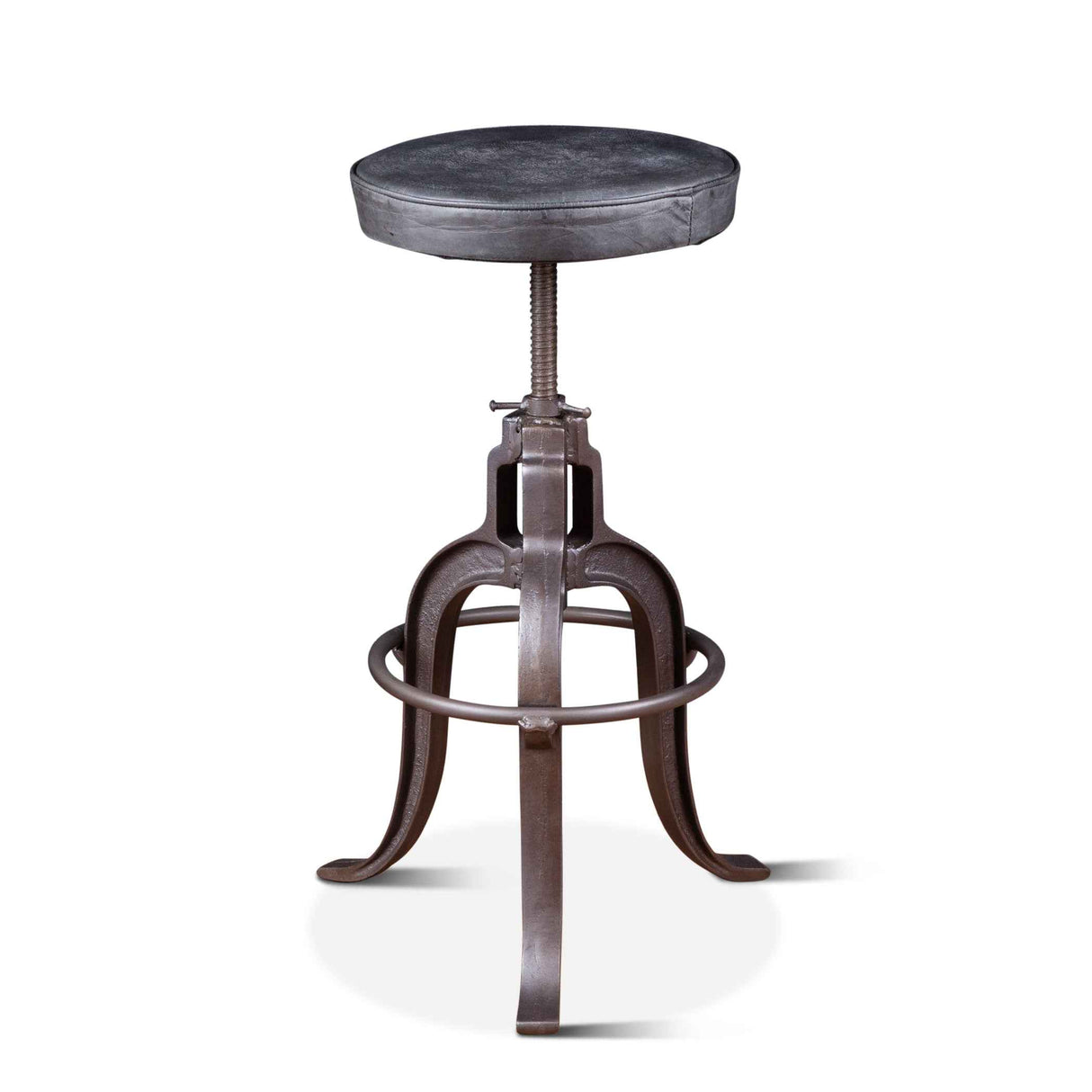 Wellington 13" Adjustable Stool in Black Top Grain Leather by Home Trends & Design at Eve Furniture
