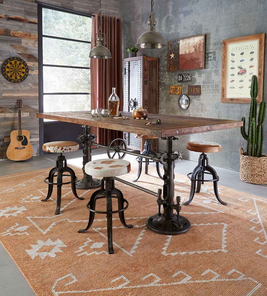 Wellington 13" Adjustable Stool in Brown Hair on Hide by Home Trends & Design at Eve Furniture