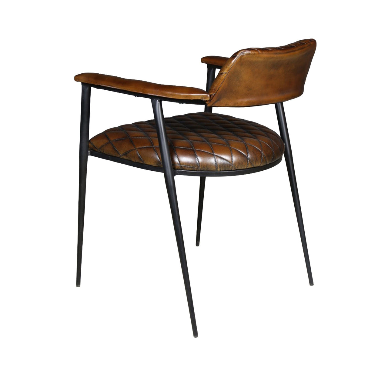 Wellington 23" Dining Armchair in Chocolate Leather and Black Iron by Home Trends & Design at Eve Furniture