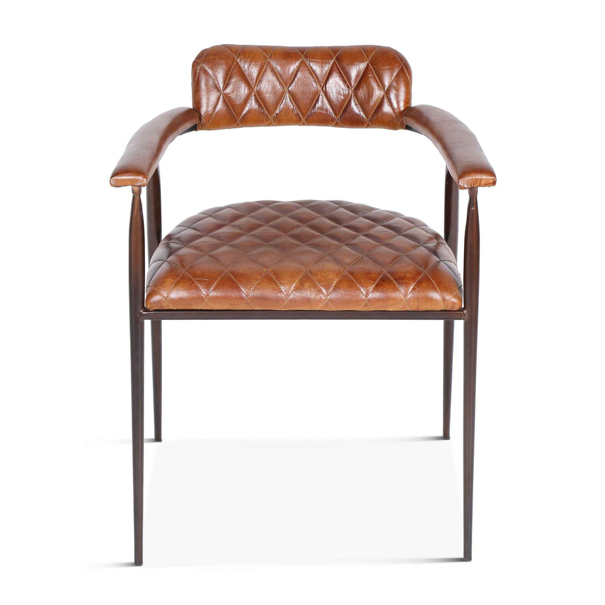 Wellington 23" Dining Armchair in Diamond Leather and Iron by Home Trends & Design at Eve Furniture