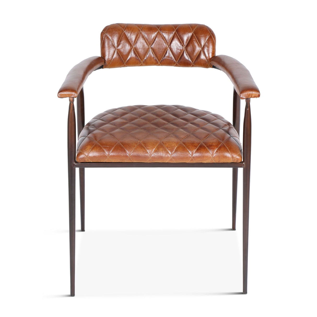 Wellington 23" Dining Armchair in Diamond Leather and Iron by Home Trends & Design at Eve Furniture
