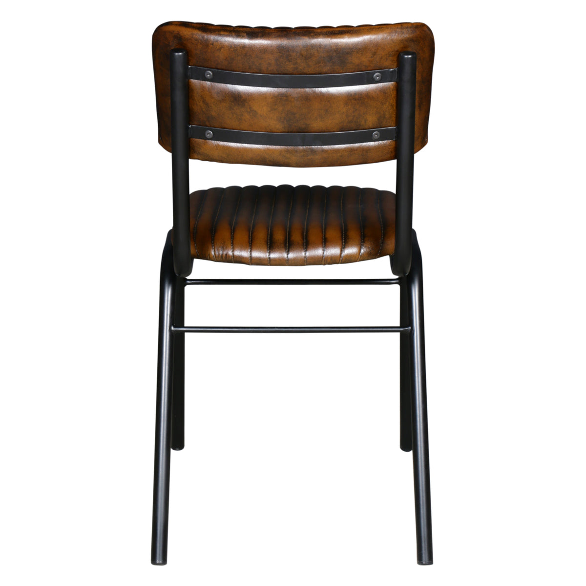 Wellington Bob 17" Ribbed Leather Dining Chair in Chocolate Leather with Black Legs by Home Trends & Design at Eve Furniture