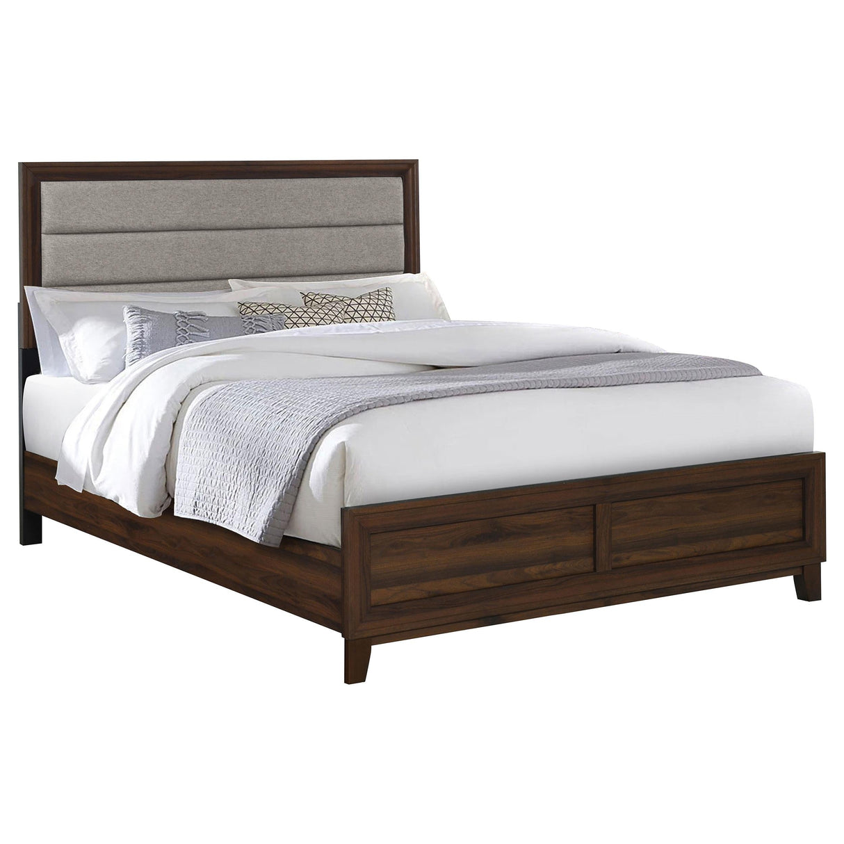 Welsley Walnut 50-inch Upholstered Queen Bed by Coaster at Eve Furniture