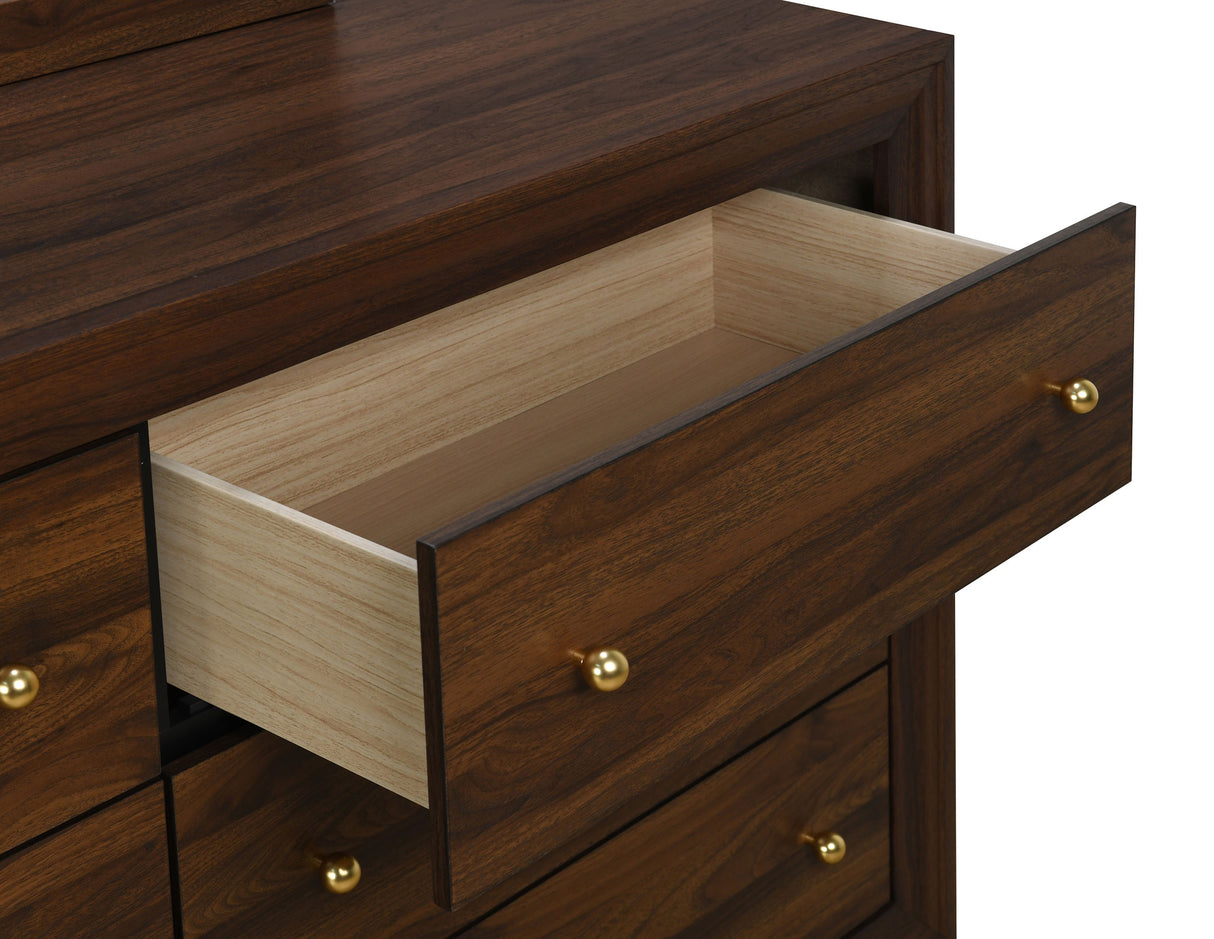 Welsley Walnut 6-drawer Dresser and Mirror by Coaster at Eve Furniture