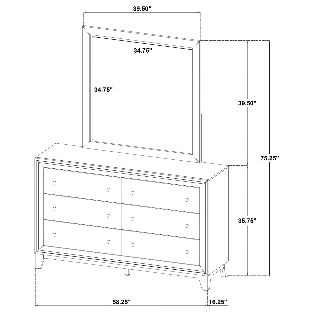 Welsley Walnut 6-drawer Dresser and Mirror by Coaster at Eve Furniture