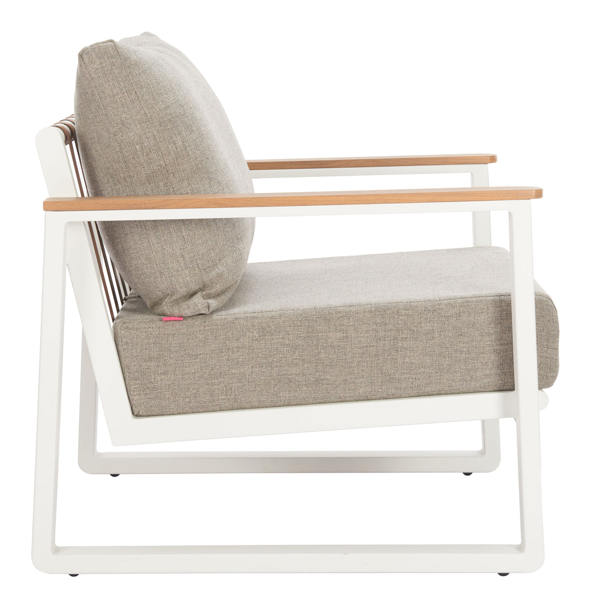 Welt Taupe & White Outdoor Armchair by Zuomod at Eve Furniture