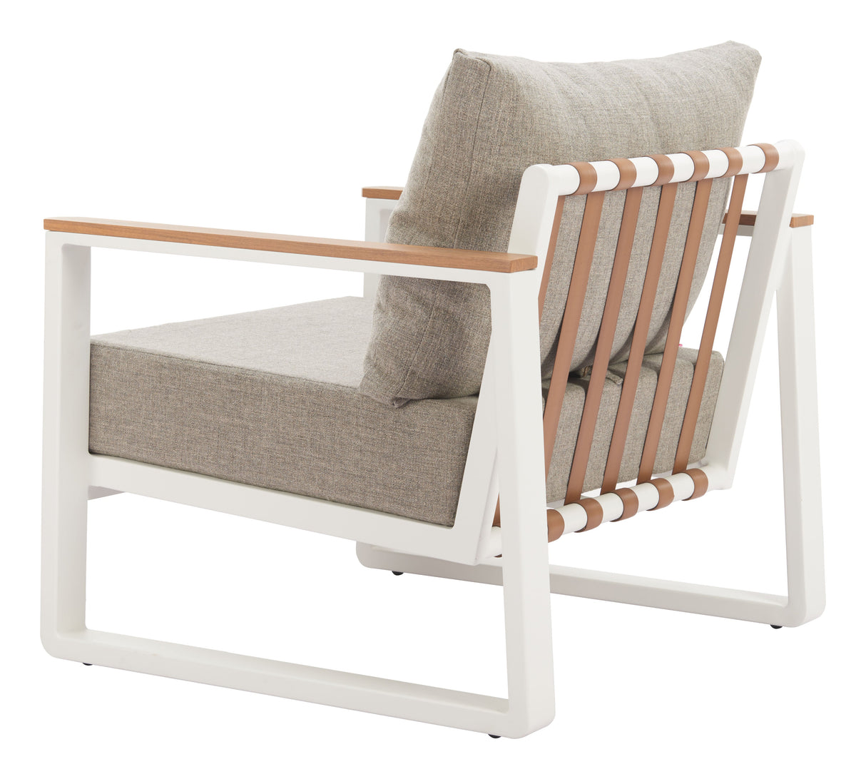 Welt Taupe & White Outdoor Armchair by Zuomod at Eve Furniture