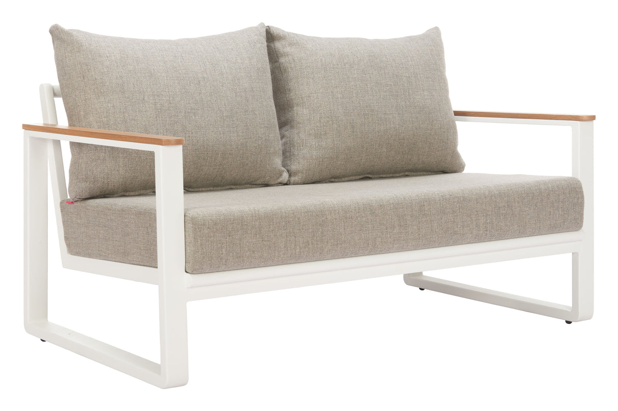 Welt Taupe & White Outdoor Sofa by Zuomod at Eve Furniture