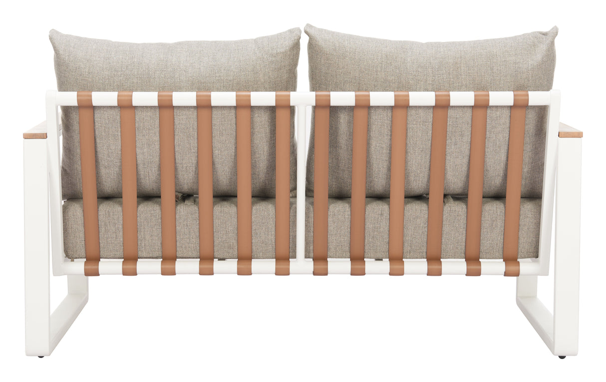Welt Taupe & White Outdoor Sofa by Zuomod at Eve Furniture