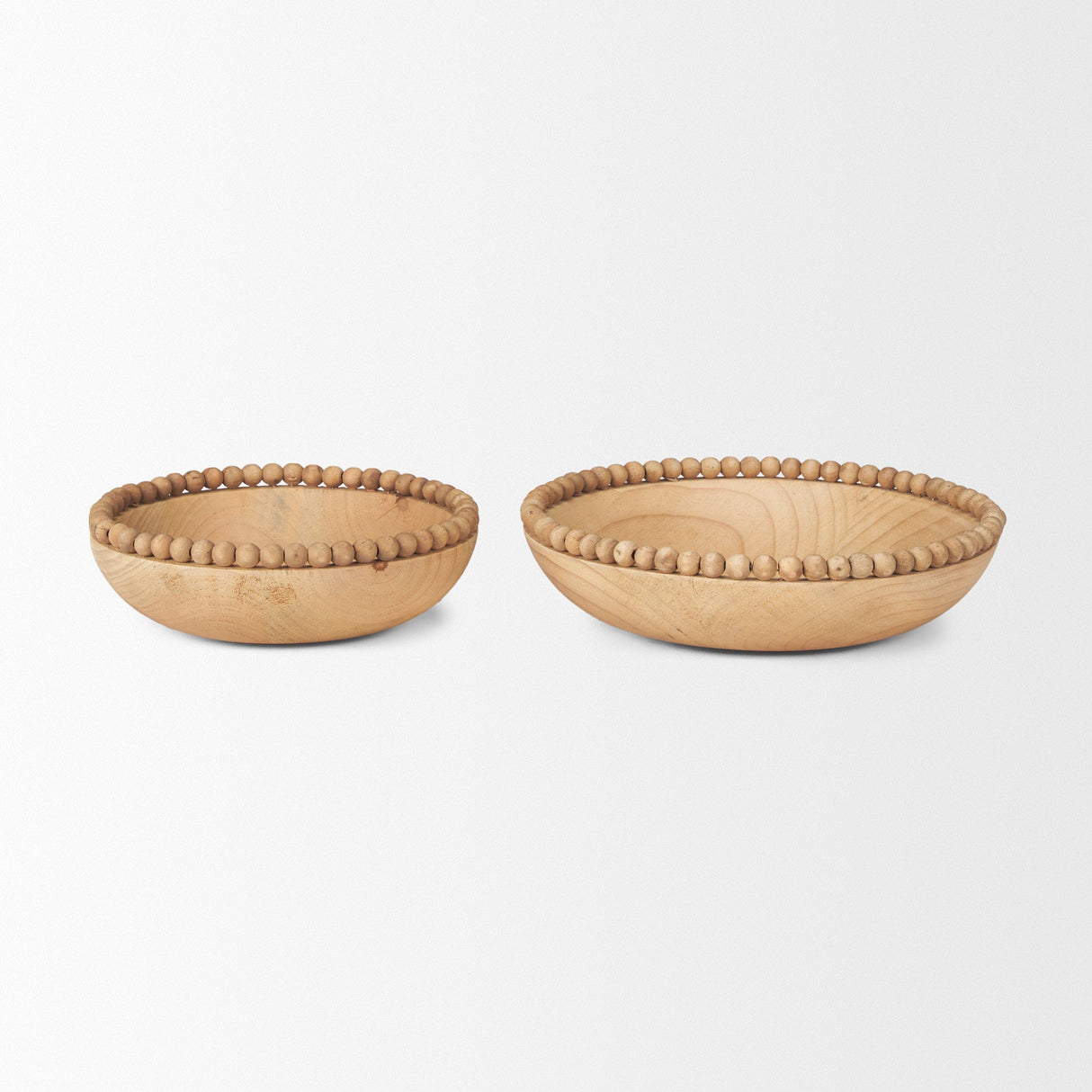 Wendell Light Brown Wood w/ Wood Bead Round Bowls by Mercana at Eve Furniture