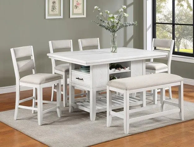 Wendy White Counter Height Dining Bench by Crown Mark at Eve Furniture