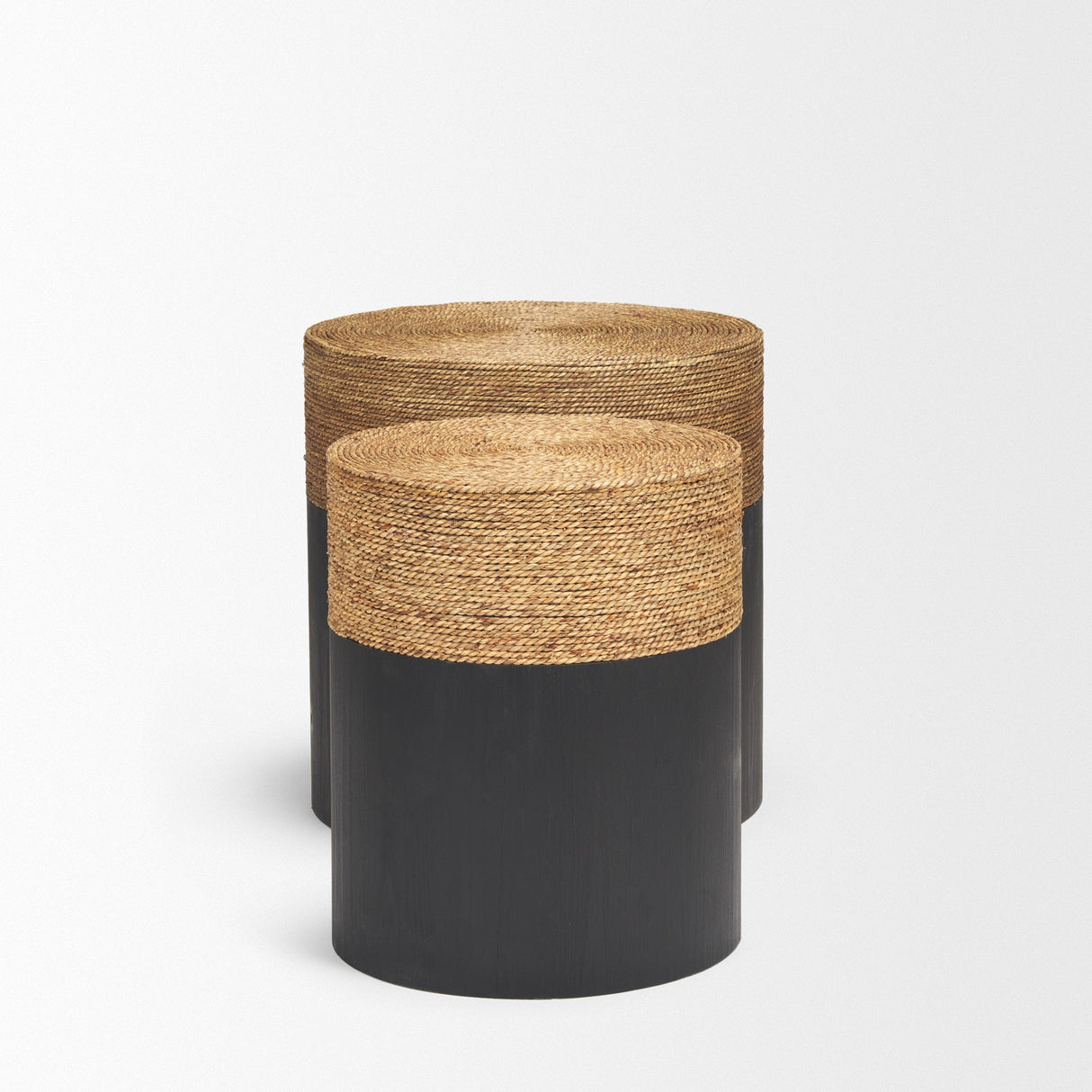Wenopa Matte Black Wood w/ Natural Jute Accent Tables by Mercana at Eve Furniture